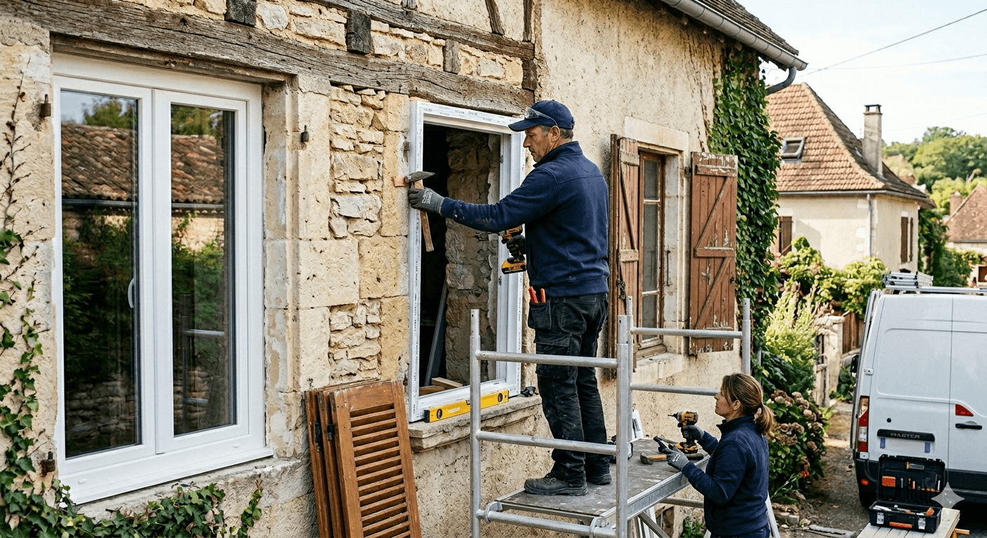 Photo d'une rénovation de fenêtre pour illustrer les menuiseries extérieures